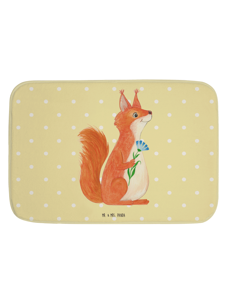 Badeteppich Eichhörnchen Blume ohne Spruch in Gelb Pastell