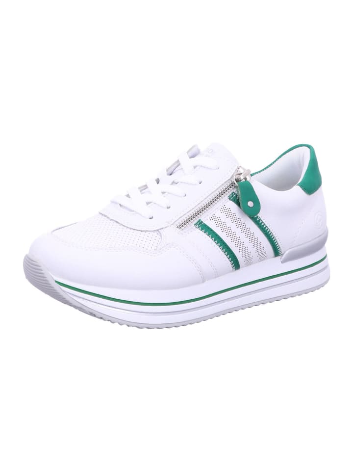 Schnürschuhe in weiss/smaragd/weiss