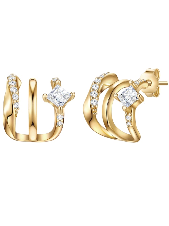 Ohrstecker aus Sterling Silber mit Zirkonia in gelbgold