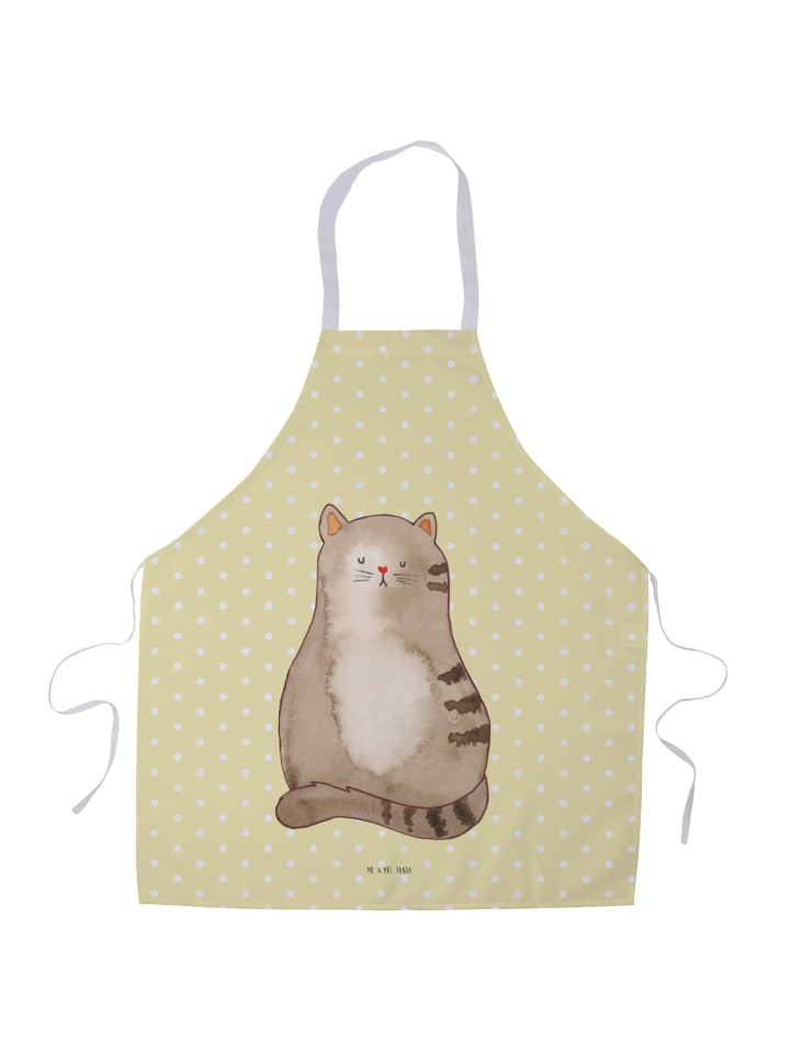 Kochschürze Katze Sitzen ohne Spruch in Gelb Pastell