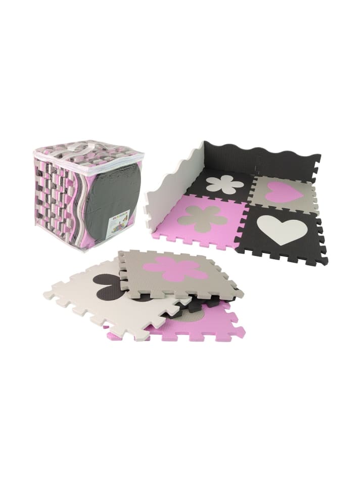 EVA-Schaumstoff-Lernmatte Puzzle für Babys Grau und Rosa 25