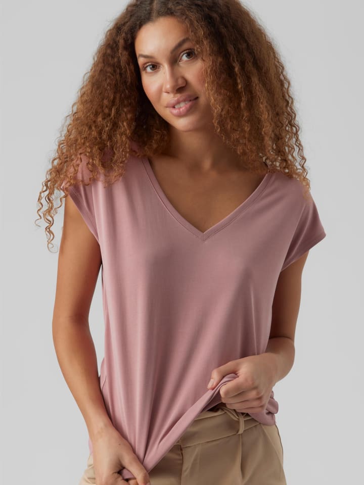 Vero Moda Basic Stretch T-Shirt V-Neck VMFILLI in Altrosa günstig kaufen |  limango