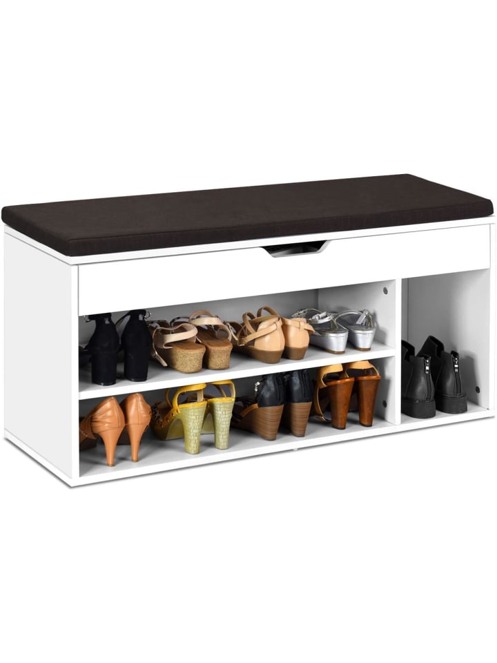 Schuhbank mit Sitzfläche in Weiß