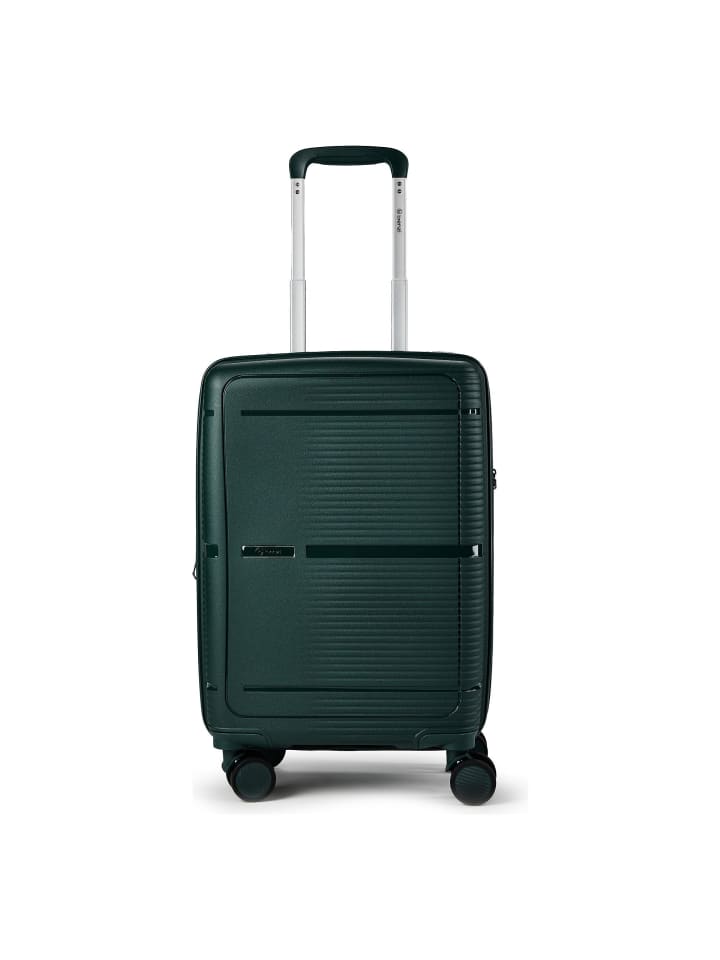 5899 4 Rollen Kabinentrolley S 55 cm mit Dehnfalte grün