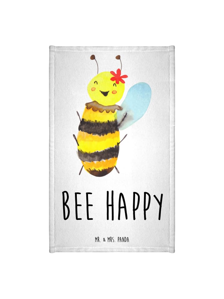 Handtuch Biene Happy mit Spruch in Weiß