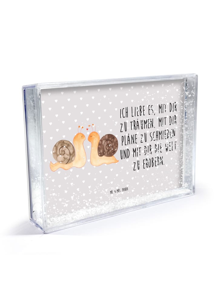 Schneerahmen Schnecken Liebe mit Spruch in Grau Pastell
