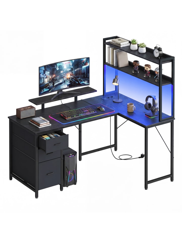 Computertisch Barnet in Schwarz - (B)140 x (H)150 x (T)100 cm