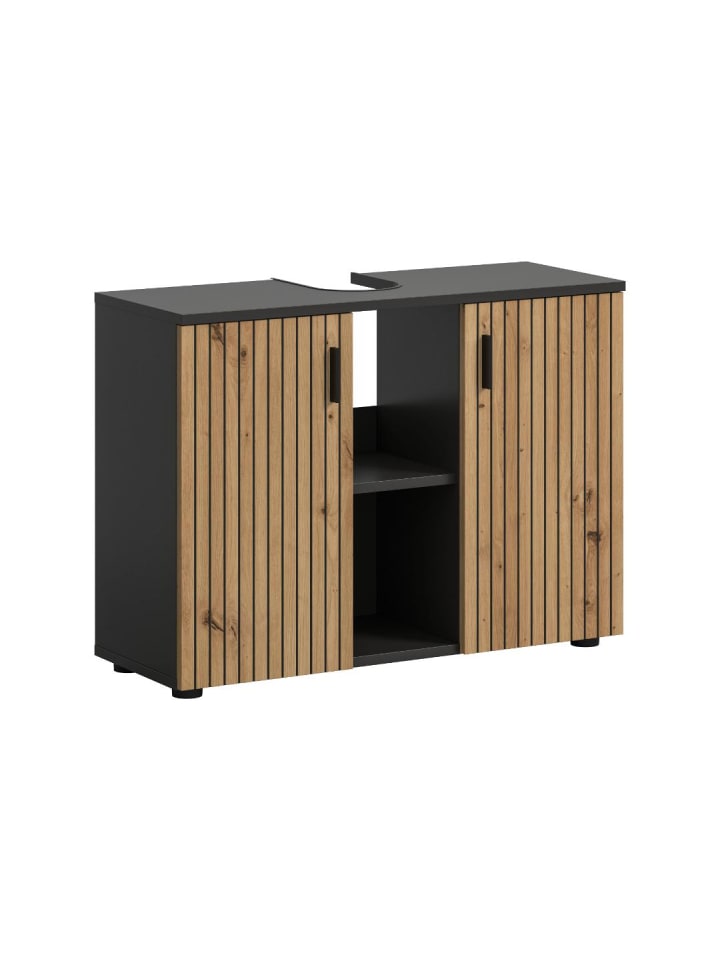 Waschbeckenunterschrank Mone Eiche 80 x 30 cm