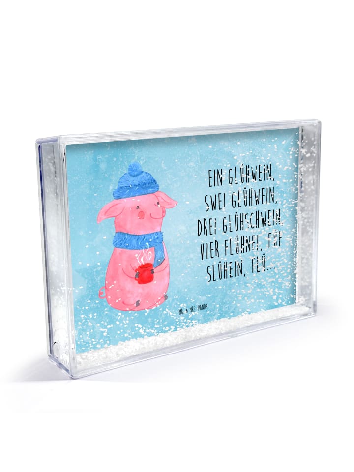 Bilderrahmen Schweinchen Glühwein mit Spruch in Eisblau