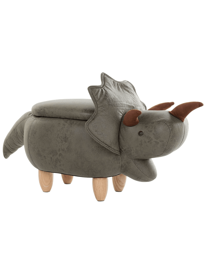 Tierhocker TRICERATOPS in Grün/Braun - (W) 92 x (H) 56 x (L) 42 cm