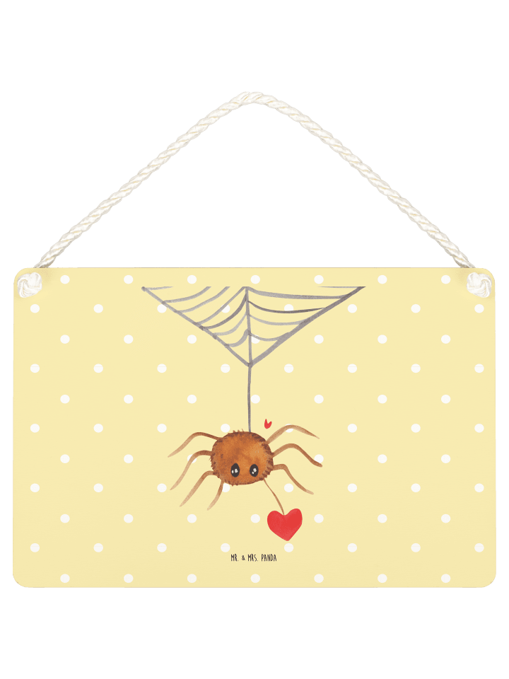 Schild Spinne Agathe Liebe ohne Spruch in Gelb Pastell