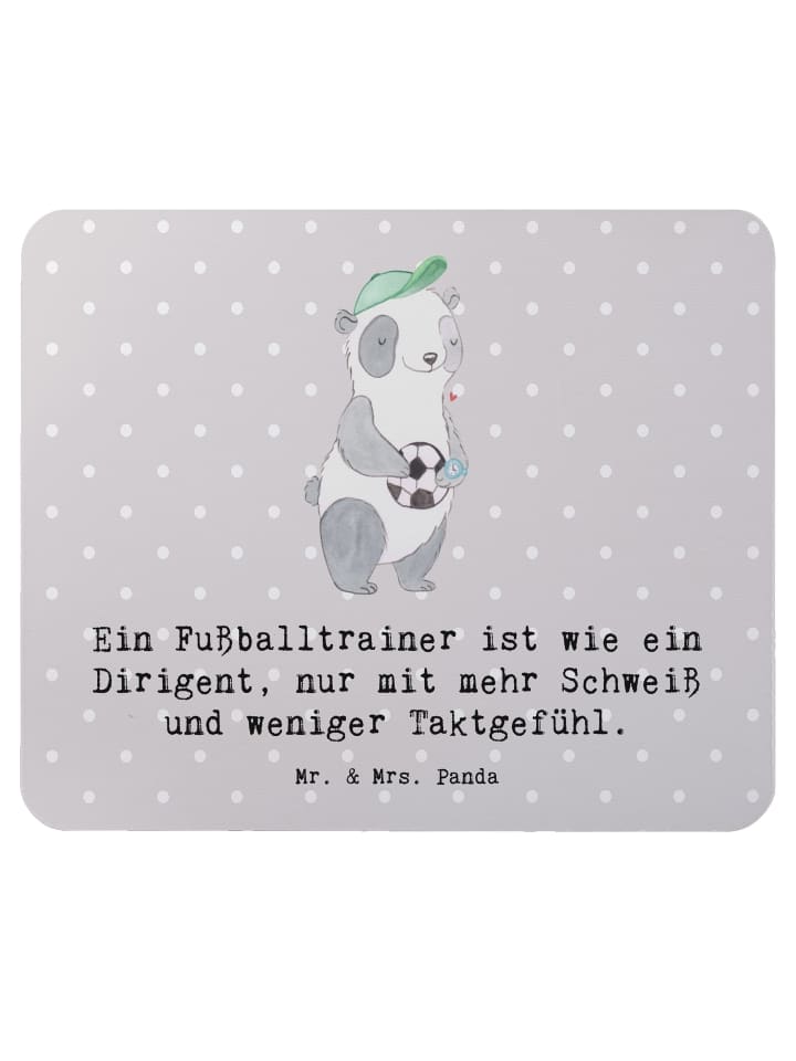 Mouse Pad Fußballtrainer Dirigent mit Spruch in Grau Pastell
