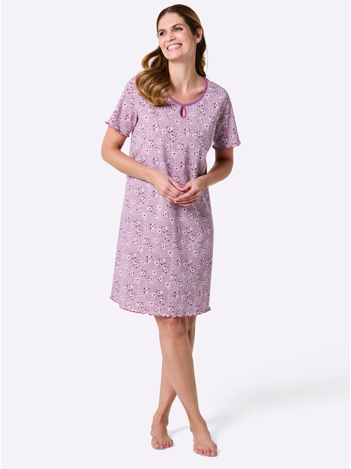 Sleepshirt in hellrosé-violett-bedruckt