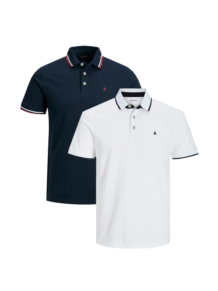 Poloshirt Paulos - Slim Fit in Dunkelblau / weiß