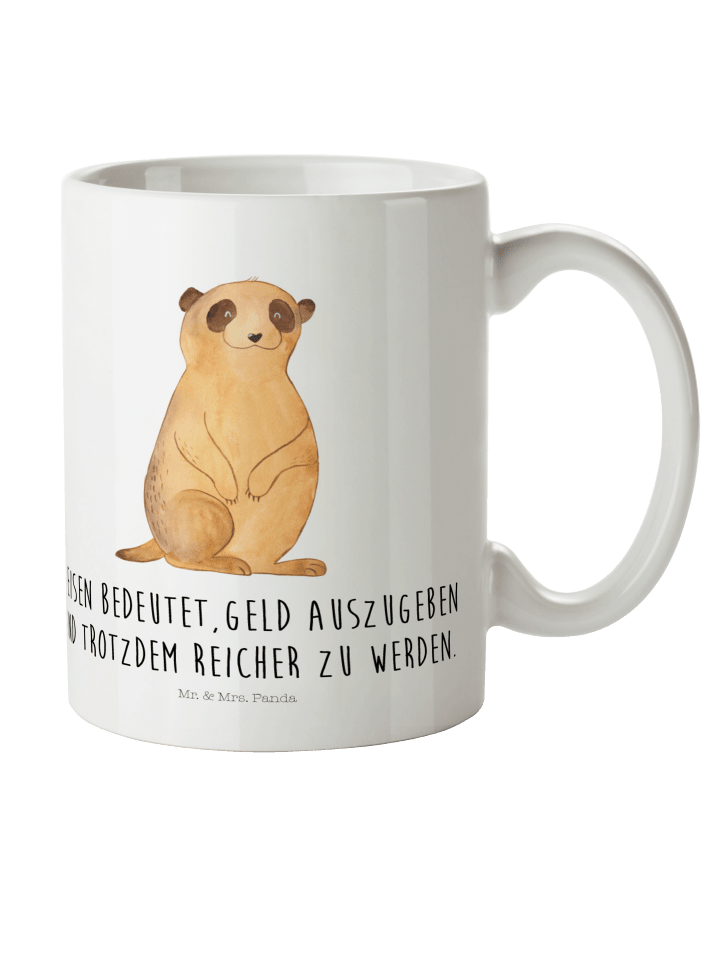 Tasse Erdmännchen mit Spruch in Weiß