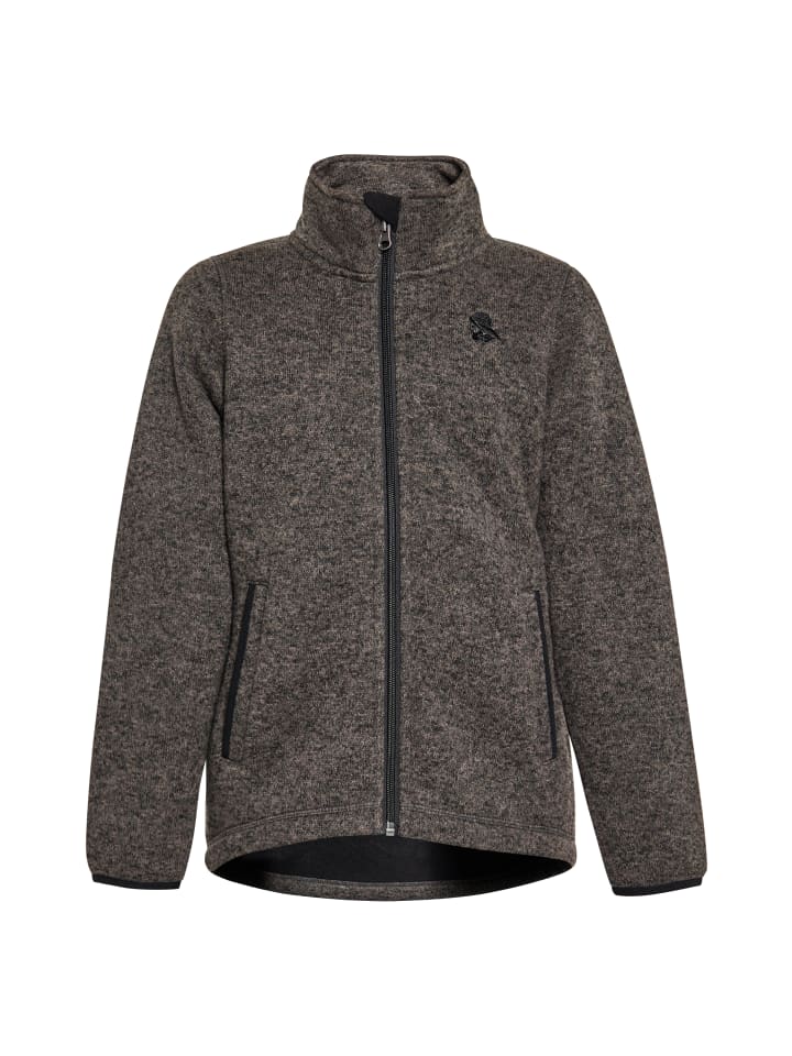 Jungen (Kids) Strickfleecejacke in Grau Melange