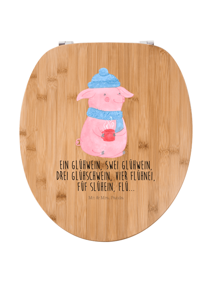 WC Brille Schweinchen Glühwein mit Spruch in Braun