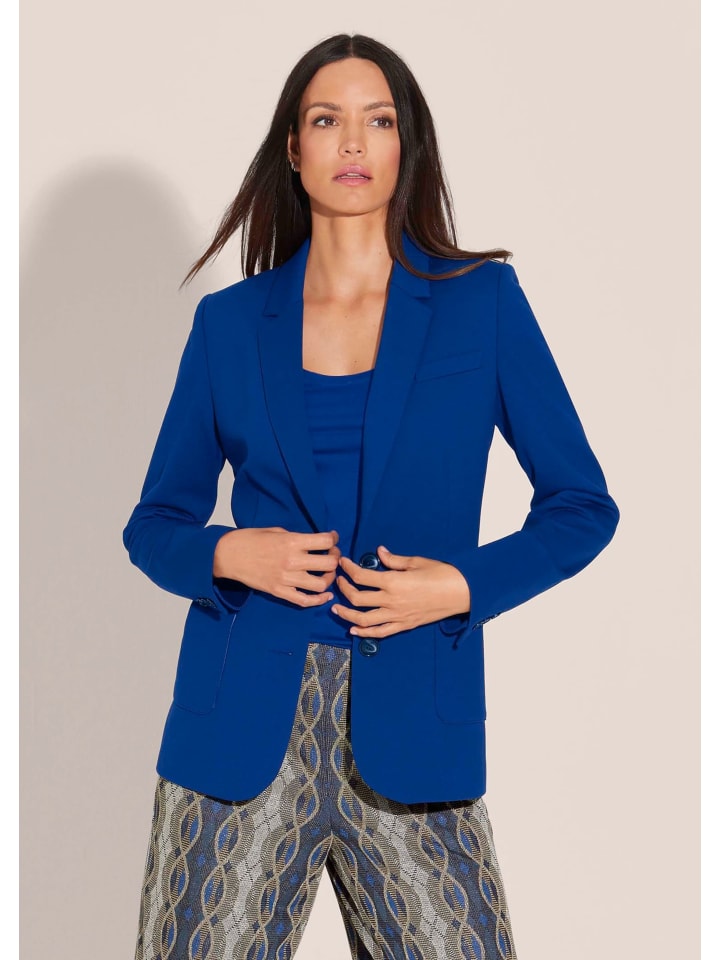 Langer Jersyblazer mit Revers in royalblau