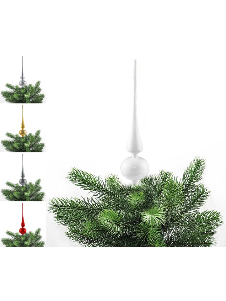 Christbaumspitze Kunststoff Spitze 28cm in Weiß
