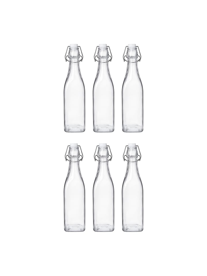 Butlers Flasche SWING mit Bügelverschluß 6er-Set in Durchscheinend