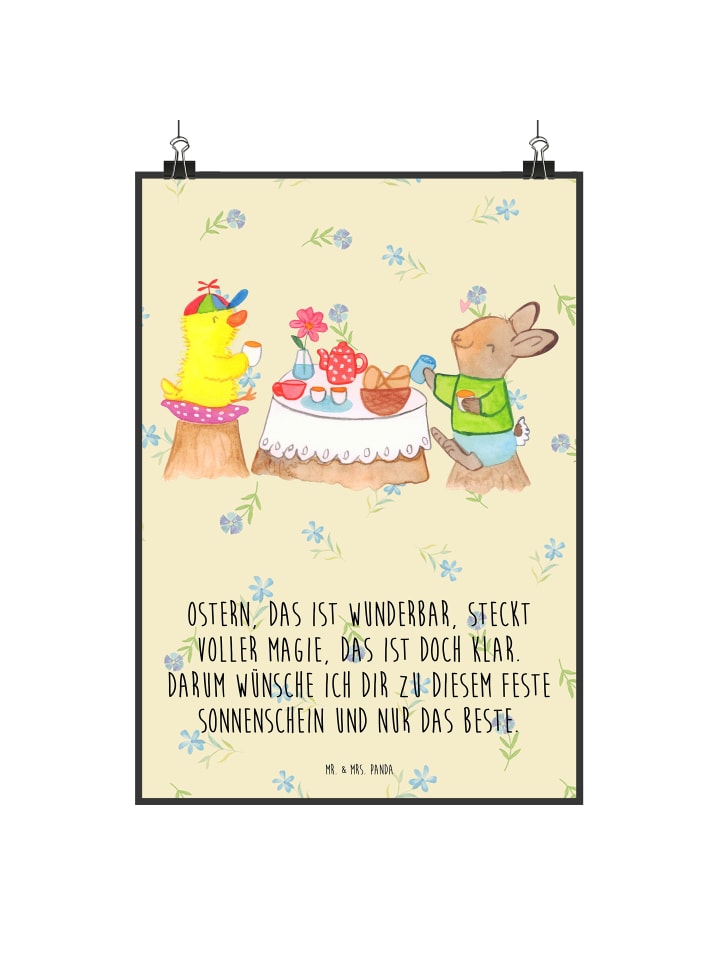 Poster Ostern Frühstück mit Spruch in Blumig
