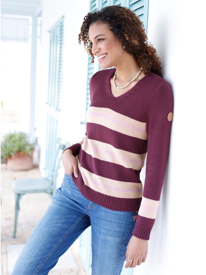Pullover in burgund-beige