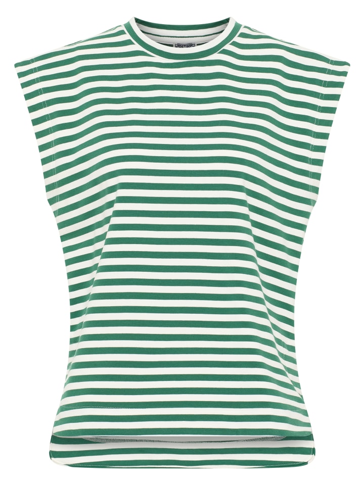 Damen T-Shirt in Grün Weiss
