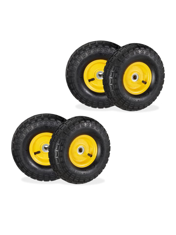 4 x Sackkarrenrad in Schwarz/ Gelb - 4.10 3.50-4