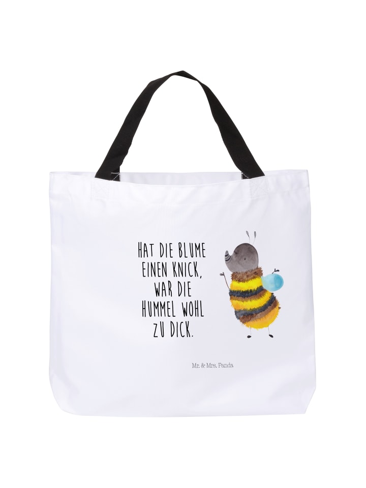 Tote Bag Hummel flauschig mit Spruch in Weiß