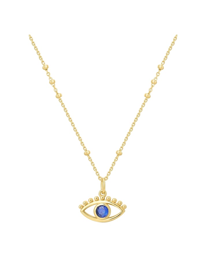 Halskette Allsehendes Auge aus Sterling Silber mit Zirkonia in gelbgold