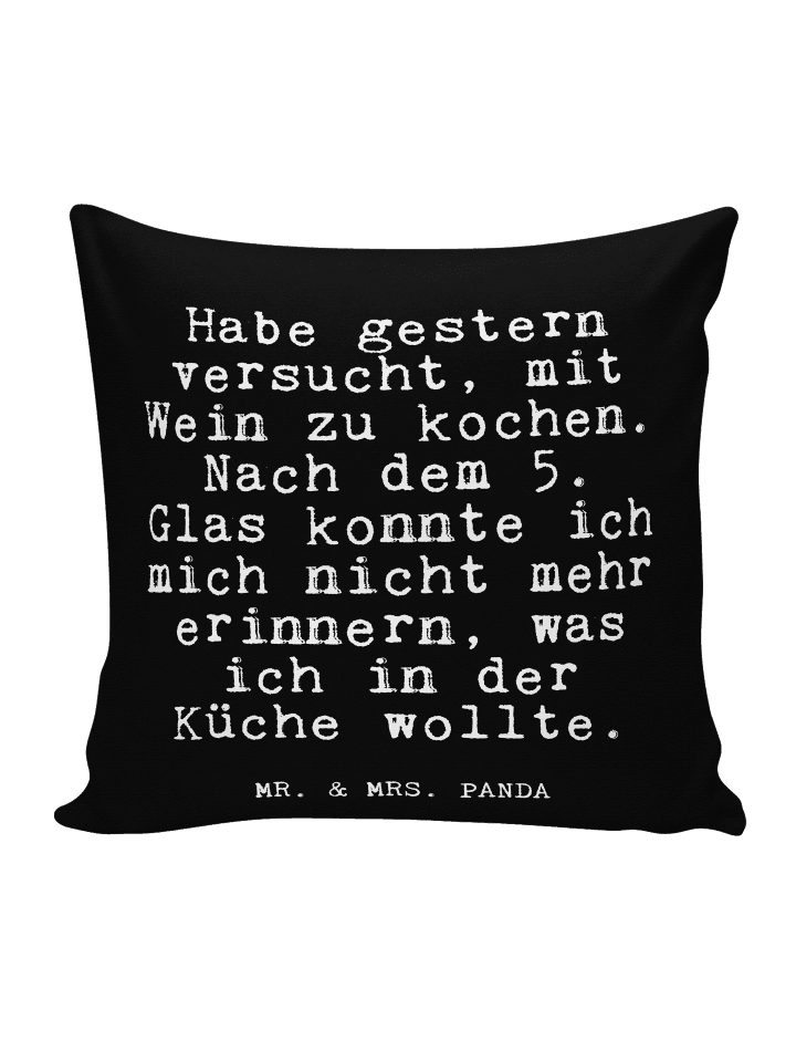 Kissen 40x40 Habe gestern versucht, mit... mit ... in Schwarz