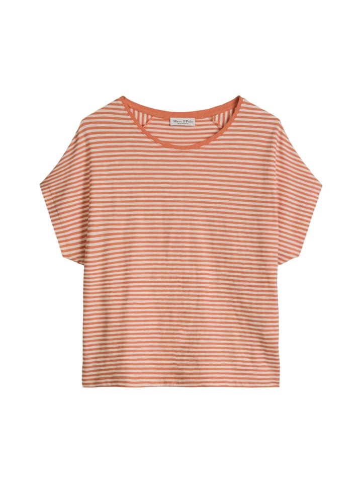 Gestreiftes T-Shirt regular in Medium Orange