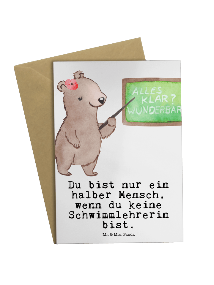 Grußkarte Schwimmlehrerin Herz mit Spruch in Weiß