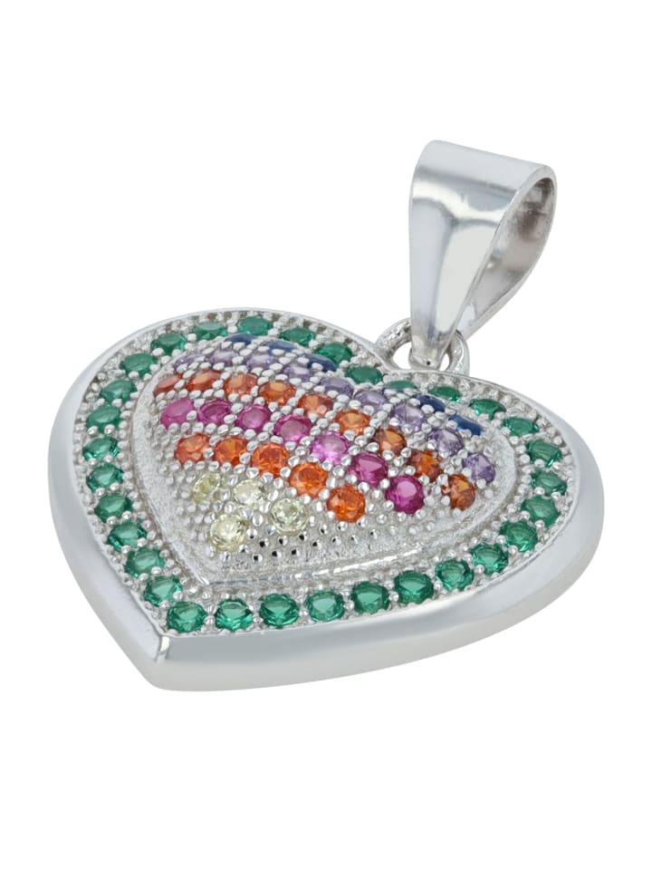 Damen Anhänger – Herz Herzanhänger aus 925 Silber mit Zirkonia in silber