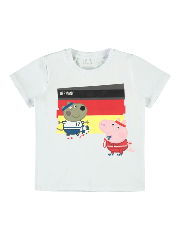 T-Shirt mit Peppa Pig und Fussball Motiv in Weiß