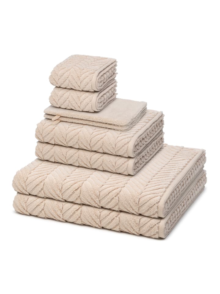 2 X Wasch- 2 X Gäste- 2 X Dusch- 2 X Handtuch im Set Sensual Skin Zopf in Natur