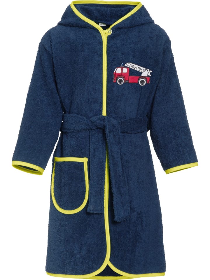 Frottee-Bademantel Feuerwehr in Marine