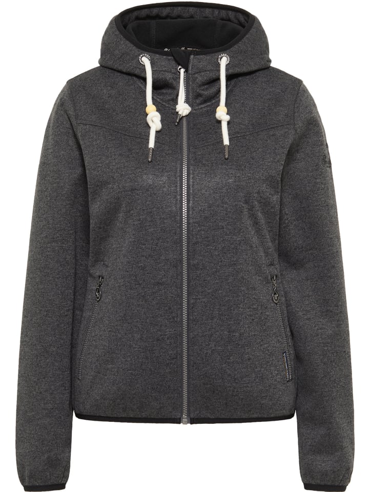 Damen Strickfleecefunktionsjacke in Dunkelgrau Melange
