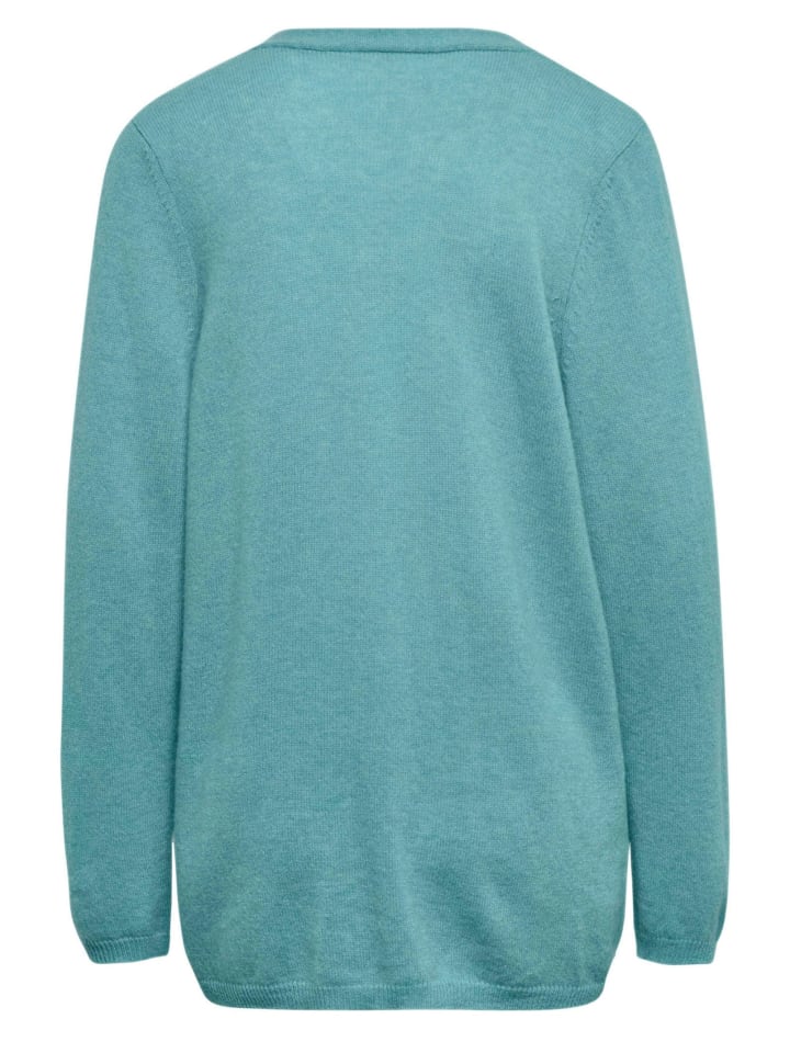 Kurzgröße: Cardigan in langer offener Form in aqua
