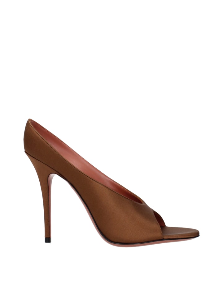 Braun Satin High Absatz Pumps