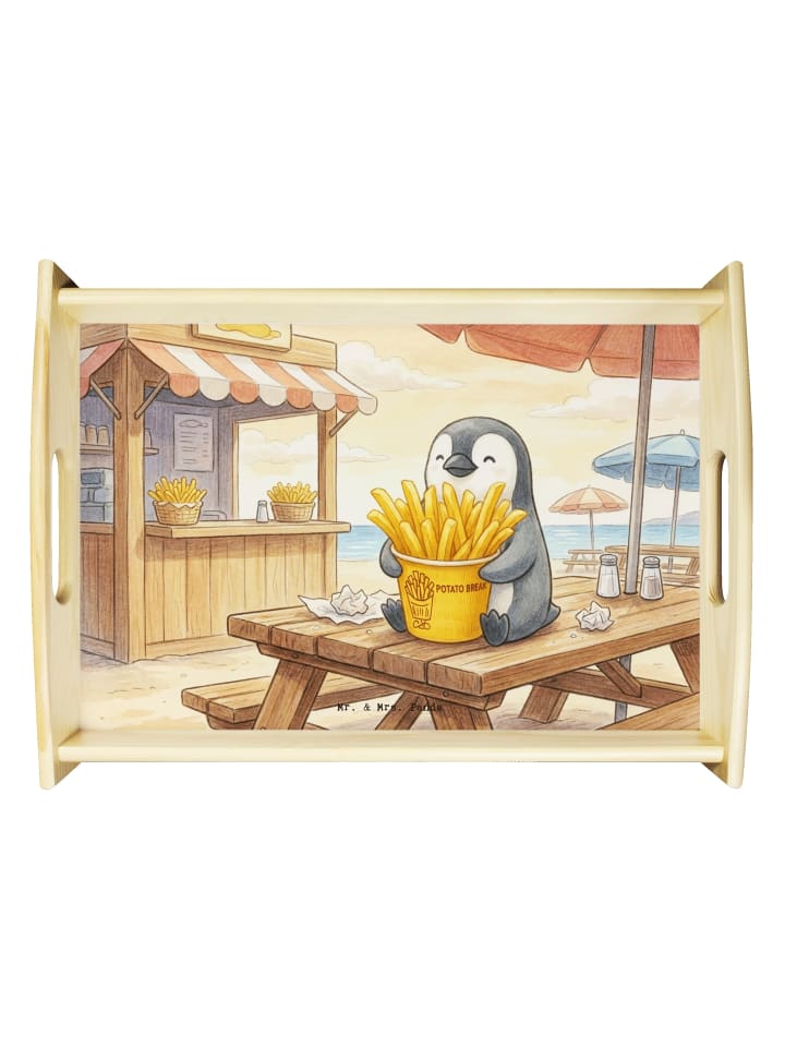 Tablett Pinguin Pommes Eimer Design ohne Spruch in Weiß
