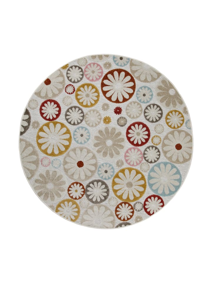 Outdoorteppich "Flowerdrops" in Beige/Bunt