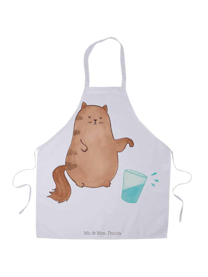 Kochschürze Katze Wasserglas ohne Spruch in Weiß