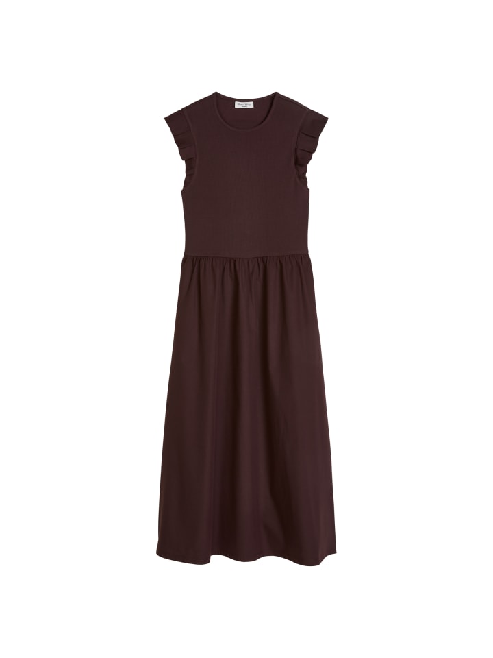 Volant-Jerseykleid flared in Burnt Aubergine