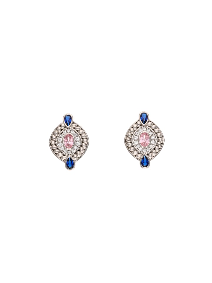 Women Stud Earrings in Silver  Pink Navy