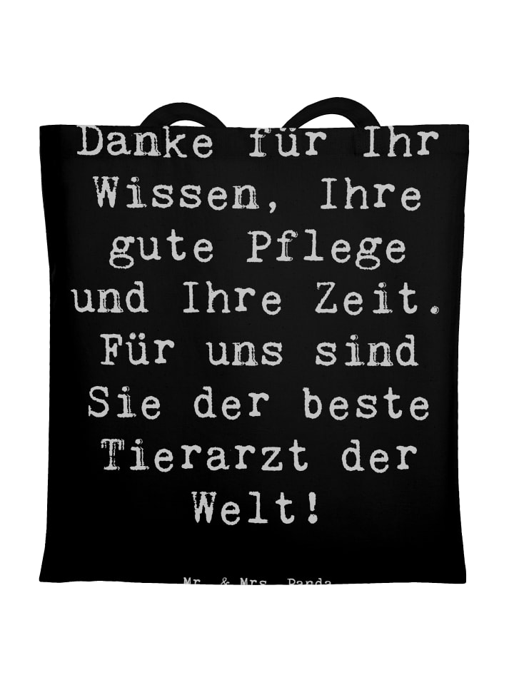 Tote Bag Spruch Bester Tierarzt mit Spruch in Schwarz
