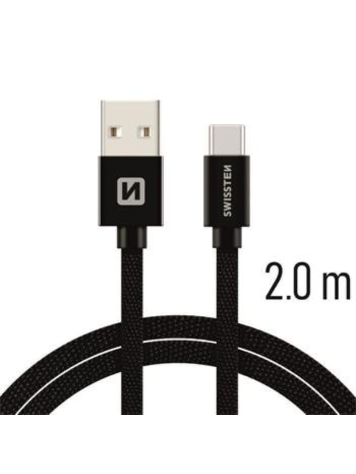 Swissten Textile Universal Quick Charge 3.1 USB-C Daten- und in Schwarz