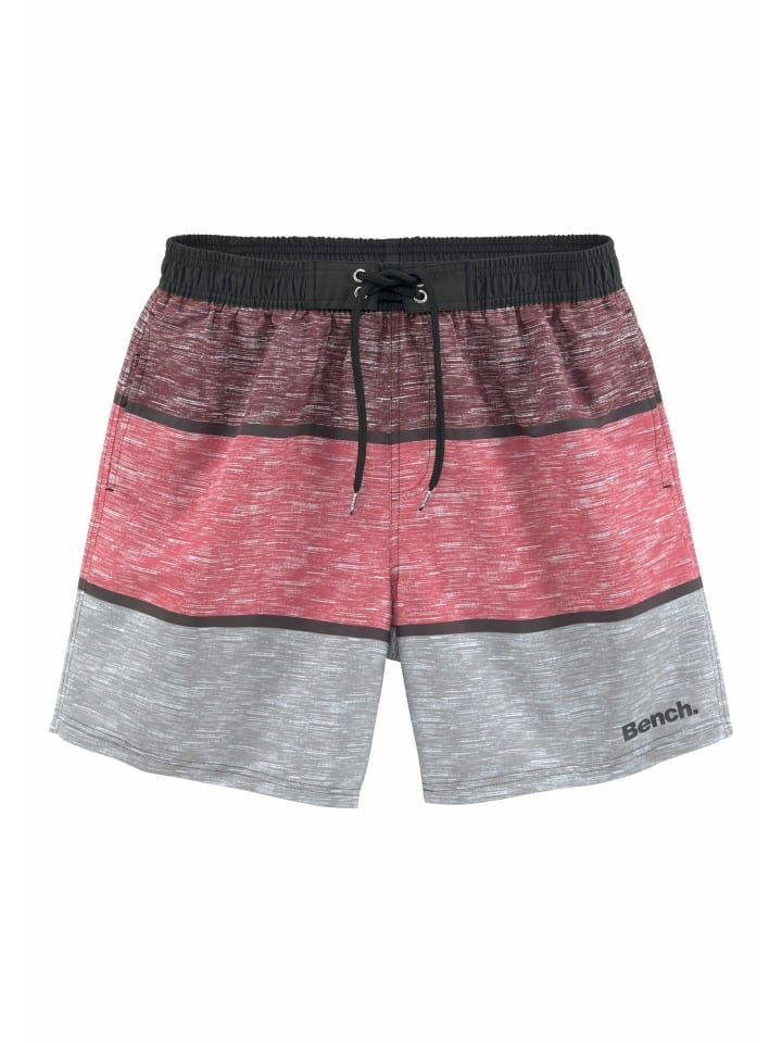 Badeshorts in schwarz-bordeaux-grau