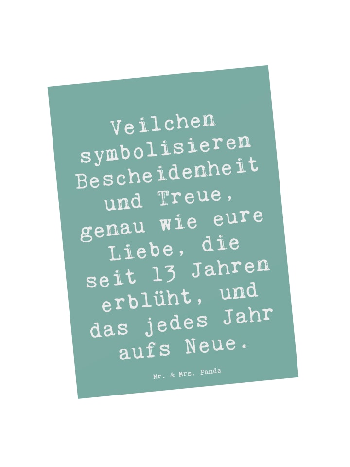 Postkarte Spruch 13. Hochzeitstag Veilchenhochz... in Meeresbrise