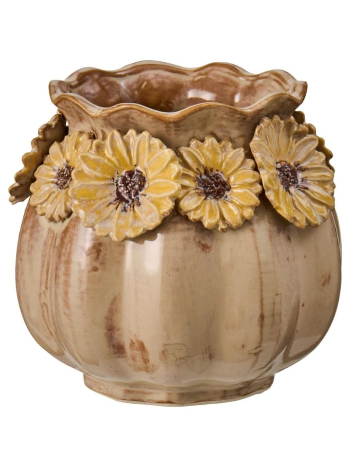 Vase Sonnenblume – Glasiertes Steingut in sand